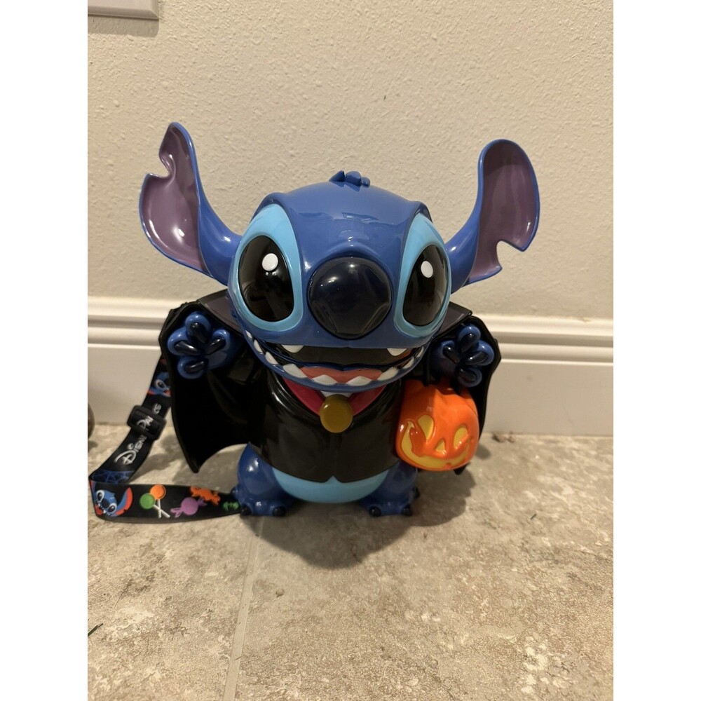 2024 Disney Parks Halloween Vampire Stitch Popcorn Bucket Land World DCL